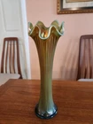 Vintage Carnival Glass Fenton Fine Rib 10" Vase in aqua opal Real pretty
