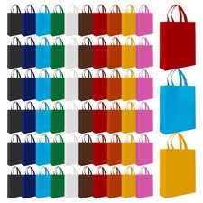 60 Pack Non Woven Tote Bags 14x10 Inch Reusable Grocery Handles Multicolor Gift