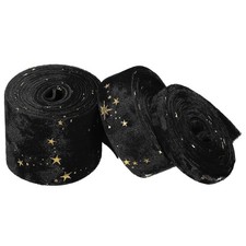 3/8", 1", 2" Velvet Ribbons Set, 3 Roll Total 6.6 Yard Craft Ribbon, Black