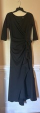 Stretch V-Neck 3/4 Sleeve Pleated Draped Gown