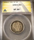 1898-S BARBER QUARTER ** ANACS GRADES VF-20 ** A PROBLEM FREE COIN   (7697)