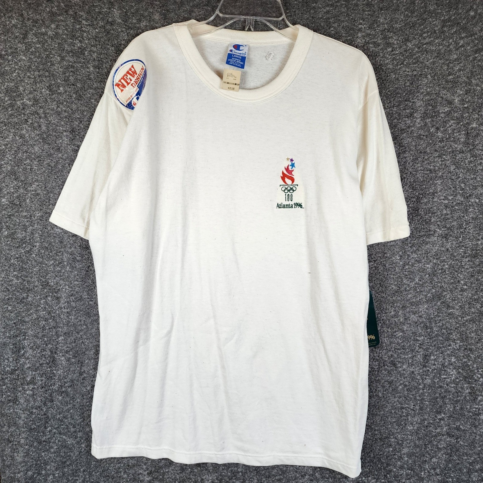 Atlanta 1996 Champion T-Shirt Mens L White Olympics Summer Games Vintage NEW