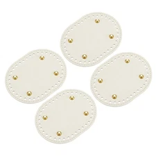 Oval Bag Bottom Shaper Pad, 4Pcs 145 x 110mm PU Leather Bag Base, White