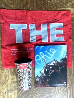 2025 Ohio State football game day program vs Grambling State, plus cup & towel