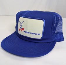 Vtg Freedom Plastics Inc Patch Snapback Trucker Mesh Cap Blue Wisconsin