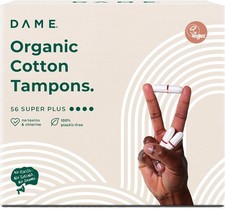 DAME – Toxin-Free Tampons (Super Plus - 56) | 100% Organic Cotton & Natural P