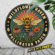 Pollinator Garden Friendly Round Metal Tin Si...