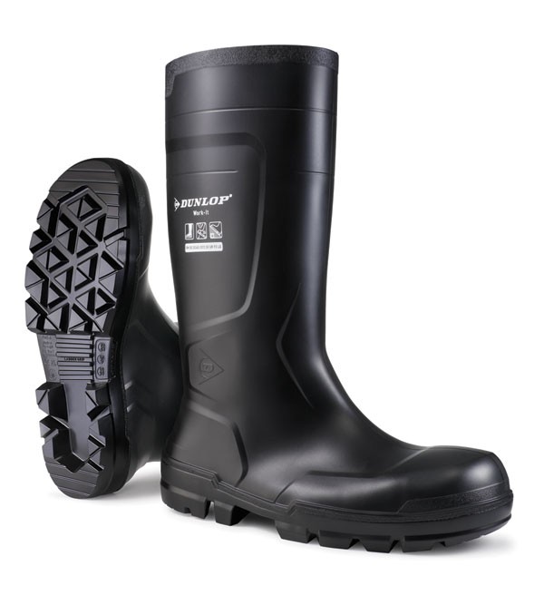 Dunlop Work-It Full Safety PVC Wellingtons Black Size 7
