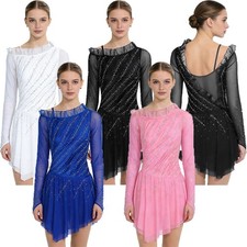 Women Dress Modern Lyrical Dance Costume Training Dancewear Contemporary Sheer
