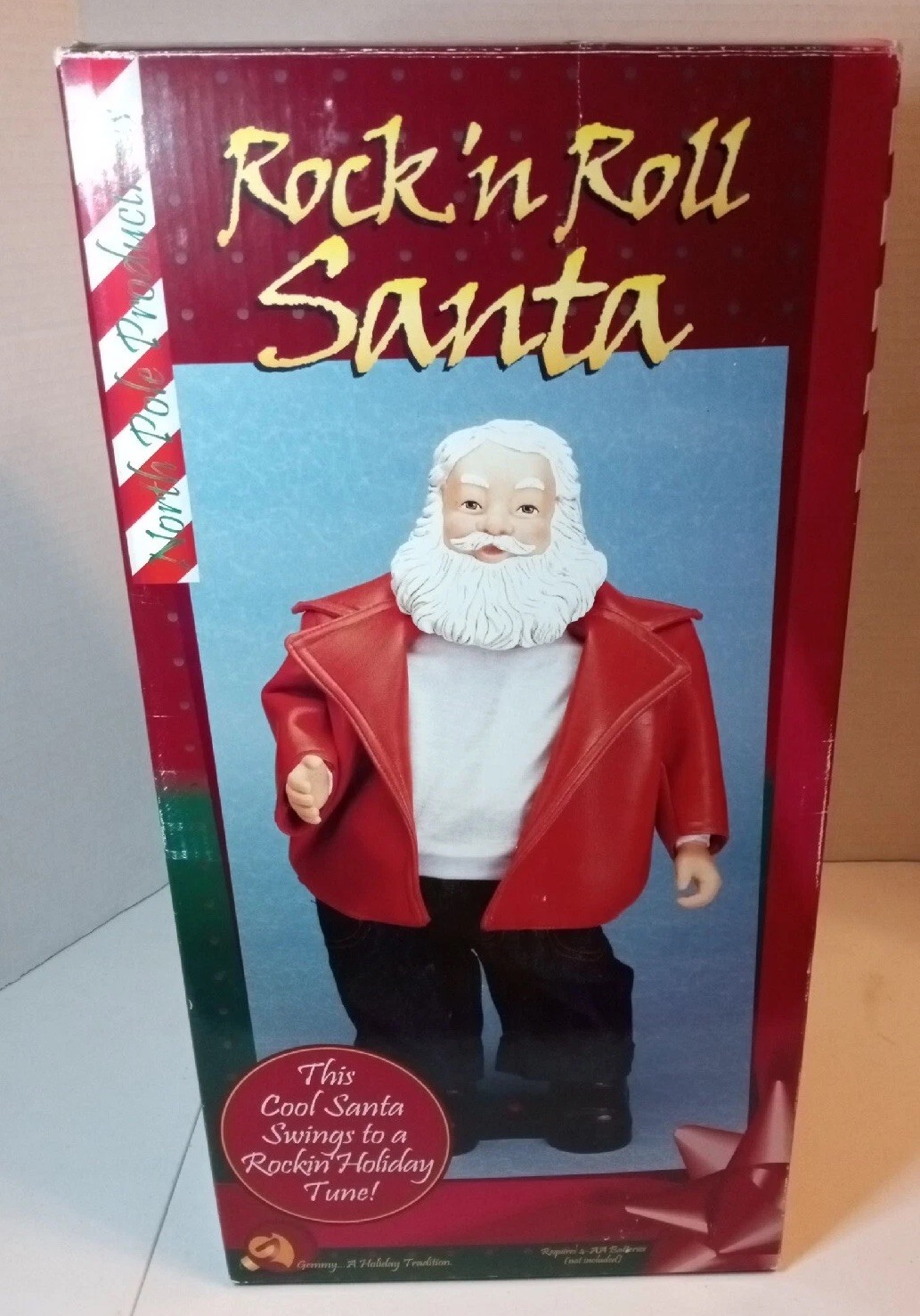 Vintage Gemmy Rock'n Roll Santa North Pole Productions Rare 2000