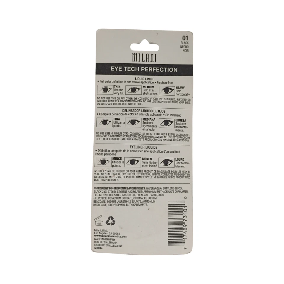 NEW MILANI Eye Tech Perfection Liquid Eye Liner 01 Black (Slightly Worn Package) - Image 3 of 3