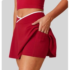 Tennis Skort Woman Sport Skirt with Shorts inside Pockets Black White Blue Red B