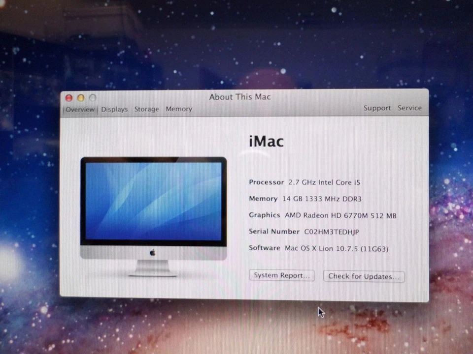 Apple iMac "Core i5" 2.7 27" (Mid-2011) 14GB DDR3 1TB HDD OS X Lion (Only) - Image 3 of 4