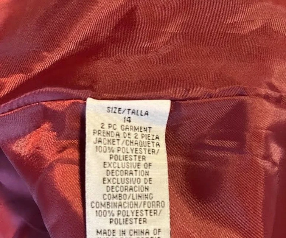 R&M Richards Evening Jacket Sz 14 Burgundy Black Rhinestone Retro Glam Holiday - Image 4 of 4