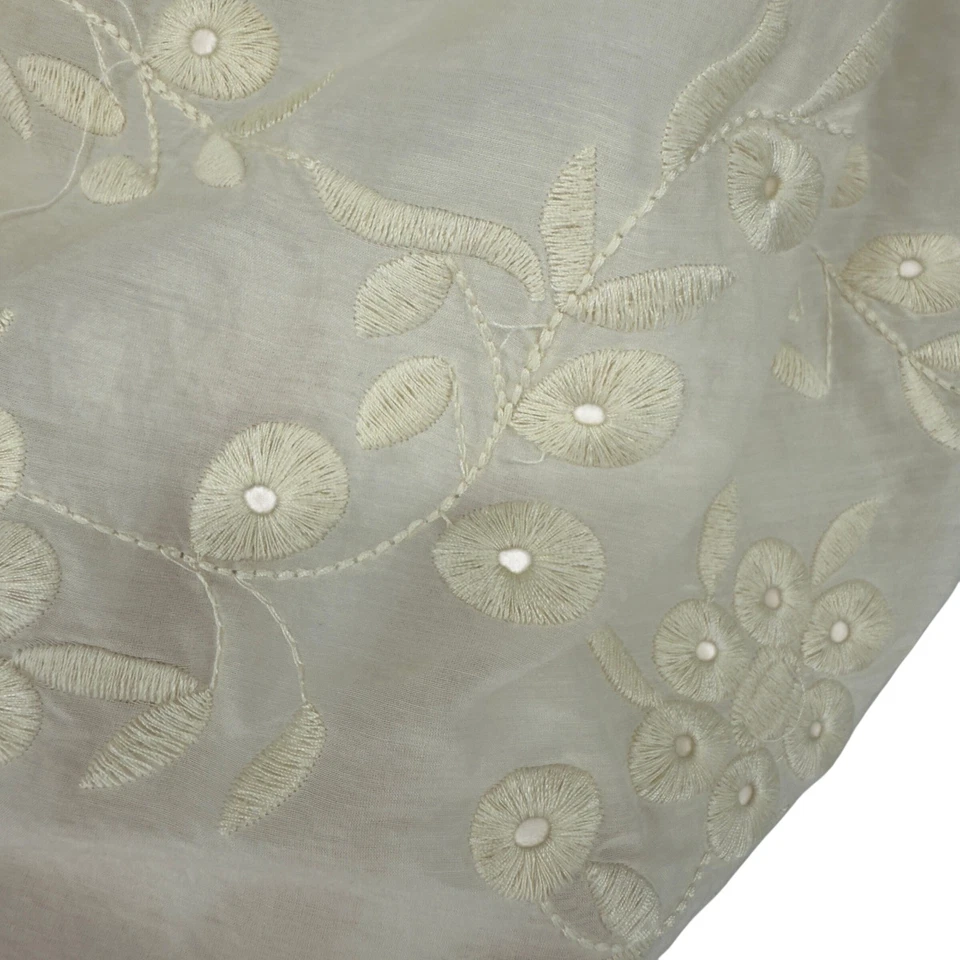 Blusa Hazel L Crema Algodón Seda Encaje Bordada Boho Campesina Top Forrada Foto 3 de 4