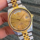 Rare Sandoz President Automatic ETA Gold Dial Two Tone Day Date Vintage Watch