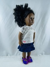 Our Generation Doll 18  AA Doll Thick Curly High Pony Hair Brown Eyes Clothed