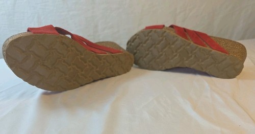 Yokono Damen Leder Sandalen 6,5 rot Komfort Slipper Keilabsatz Spanien Sommer - Bild 8 von 13