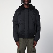 Moose Knuckles Bruce Hooded Down Bomber Jacket Black Size Large NWT