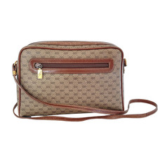 Vintage Gucci Mini GG Monogram Slim Crossbody Bag Brown Leather Italy
