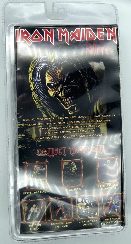 Figura Eddie Neca Iron Maiden Killers 2011 con telón de fondo de portada de álbum sellado nuevo en caja Foto 2 de 2