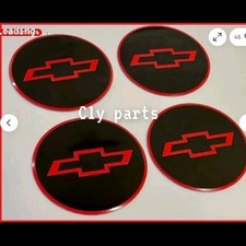 4 X Big Chevy Emblem Badge Rally Wheel Center Hub Caps Logo Stickers Red 2 12