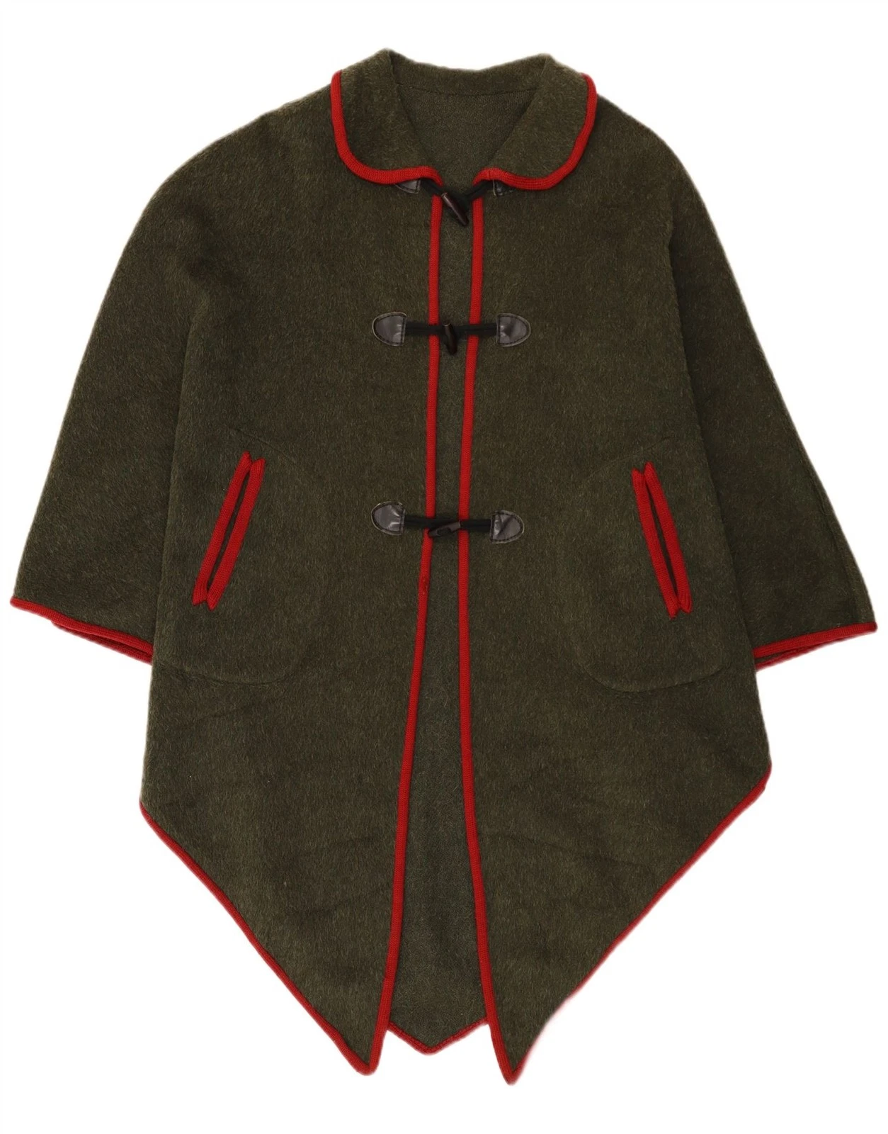Vintage Womens Asymmetric Poncho Coat One Size Khaki AO15
