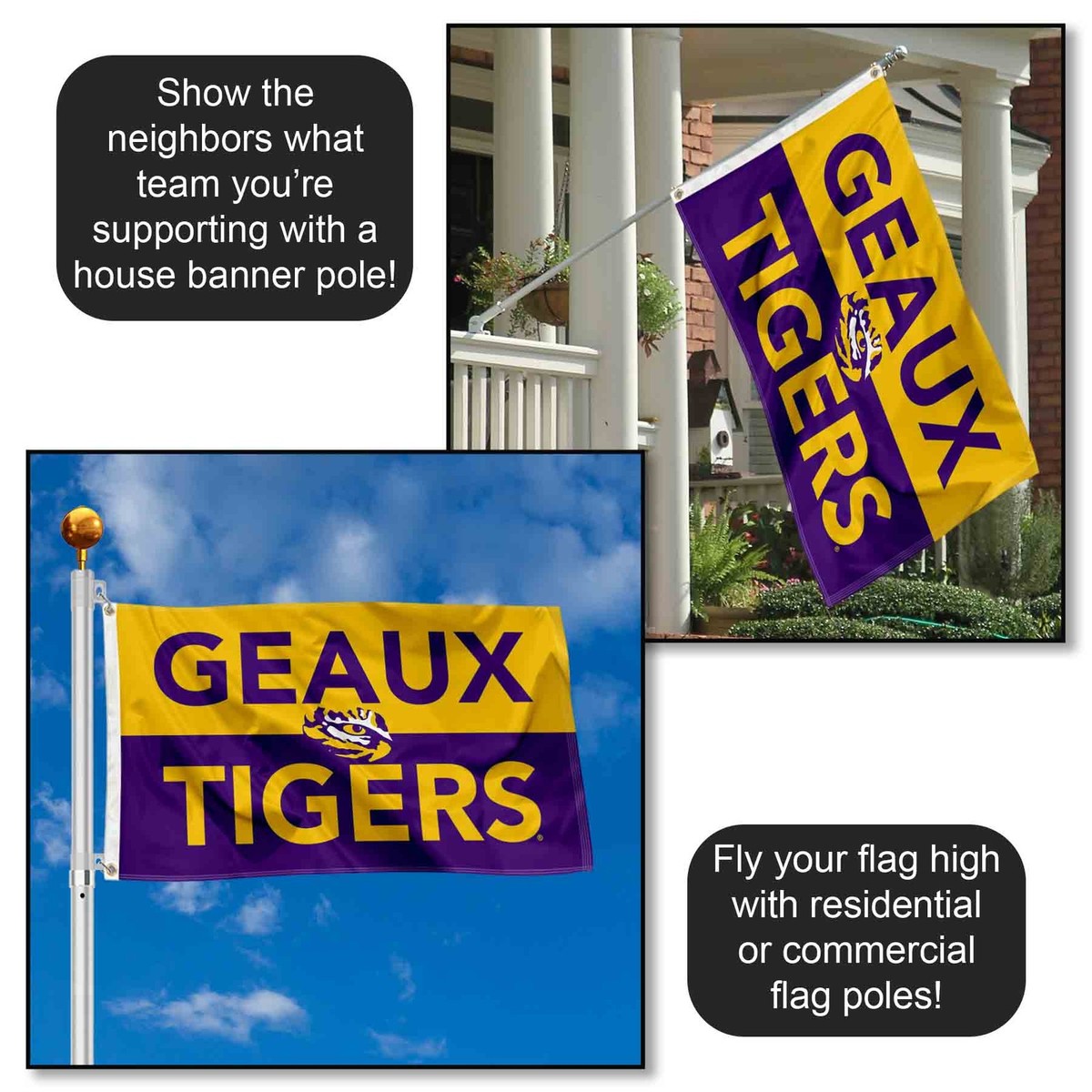 Desert Cactus LSU Tigers Flag – Officially Licensed 3x5 Ft Polyester Flag For Indoor/Outdoor, Geaux Tigers!