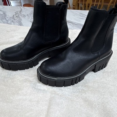 Madden Girl Karley Black Chelsea Ankle Boots Lug Sole Round Toe Women's 7.5M