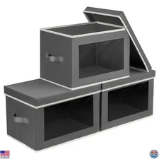 Storage Bins with Lids - Fabric Storage Boxes with Lids, Collapsible Storage