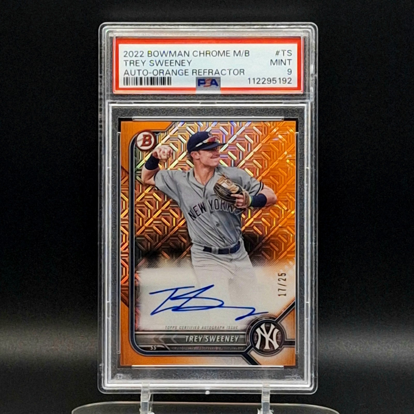 2022 Bowman Chrome Trey Sweeney Auto /25 PSA 9 Orange Mojo Refractor POP 4 view 8
