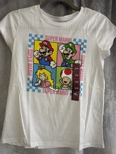 Girls' Nintendo Super Mario Short Sleeve Graphic T-Shirt - White Size XL