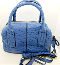 Mellow World BLUE Faux Vegan Ostrich Leather Crossbody Satchel Shoulder Purse
