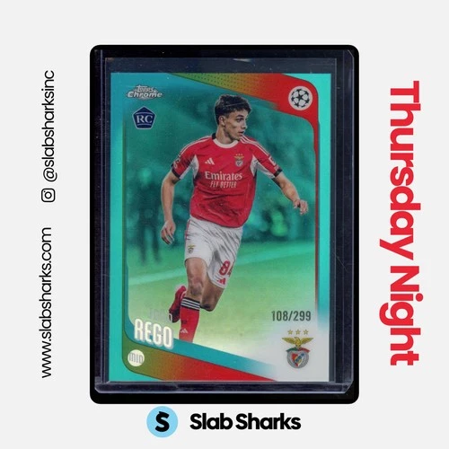 2025 TOPPS CHROME UEFA CC #168 JOAO REGO TEAL REFRACTOR RC ROOKIE /299