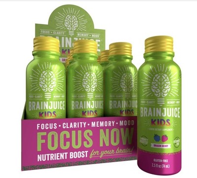 Kids BrainJuice Brain & Immune Support Shot - Energy, Focus, Immunity Box of 12