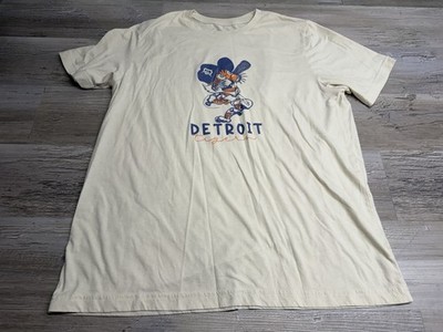 Detroit Tigers T-Shirt Wright Ditson Retro MLB Beige Short Sleeve Size XL