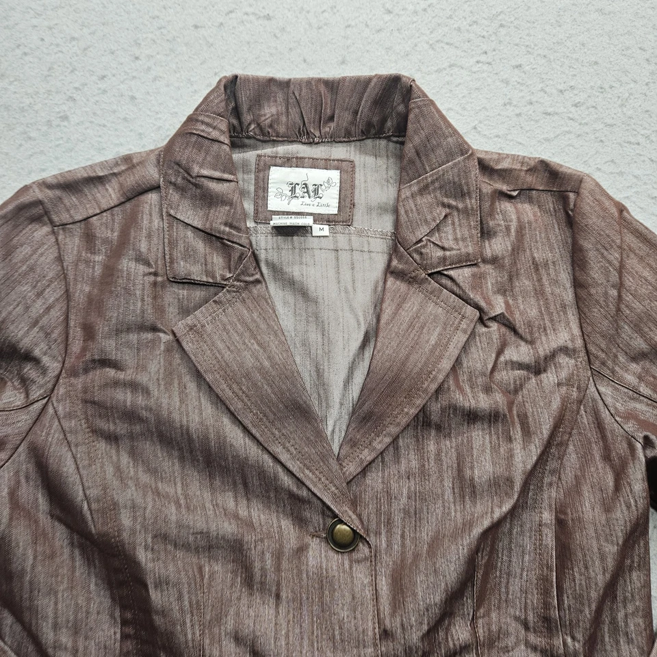 Live a Little Women Size Medium Brown Long Sleeve Blazer Jacket - Image 3 of 4