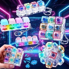 LED Light Keyboard Keychain Fidget Toy Clickable Button | Stress Relief