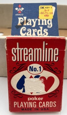 VTG Red Streamline Playing Cards ARRCO No. 1 Poker Deck Opened Plastic Coated
