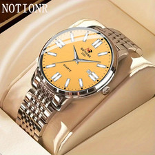 Stylish Men Casual Quartz Timepiece Classic Suitable Business Gift New Yellow