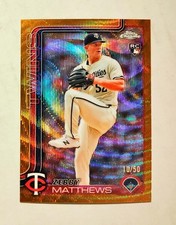 Zebby Matthews 2025 Topps Chrome RC GOLD Wave REFRACTOR 19/50 Twins #277 Raw W6
