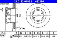 2X ATE Bremsscheibe 24.0122-0196.1 FüR MERCEDES-BENZ VW
