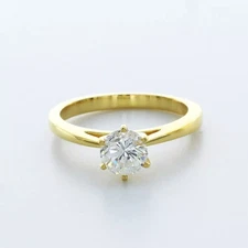 Solitaire Engagement Ring Classic 14K Gold 1.17 CT Round Lab-Grown Diamond E VS2