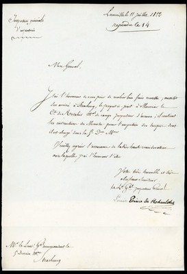 Louis Aloÿs von Hohenlohe (Marschall) - Handschriftlicher Brief signiert - Rotalier