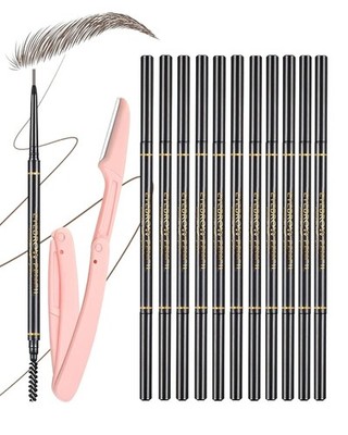 SUMEITANG Dark Brown Eyebrow Pencils for Women, 12Pcs Ultra Slim Eyebrow Pencil