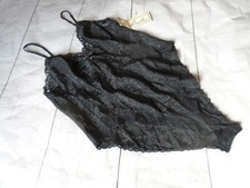 NWT Black Brocade Vintage Women's DELICATES Lingerie Nightie Bodysuit M