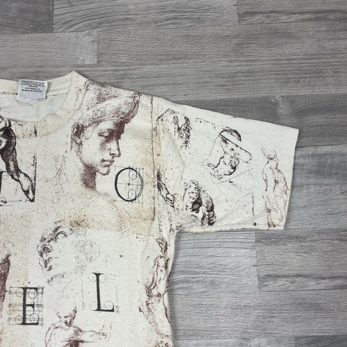 Vintage 90s Roman Sculpture All Over Print T Shirt Wildwood Productions Single - Picture 4 of 11