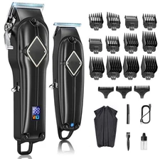 Pro Cordless Hair Clippers T Blade Trimmer Kit for Men Electric Cutting Machine
