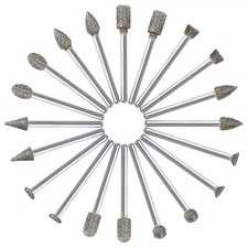 20pcs 3mm Rougher Surface Rotary Diamond Burr Drill Bits Grinding Carving Tool;;