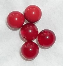 5 PERLES RONDE EN VERRE - ROUGE - NEUF - PLV214